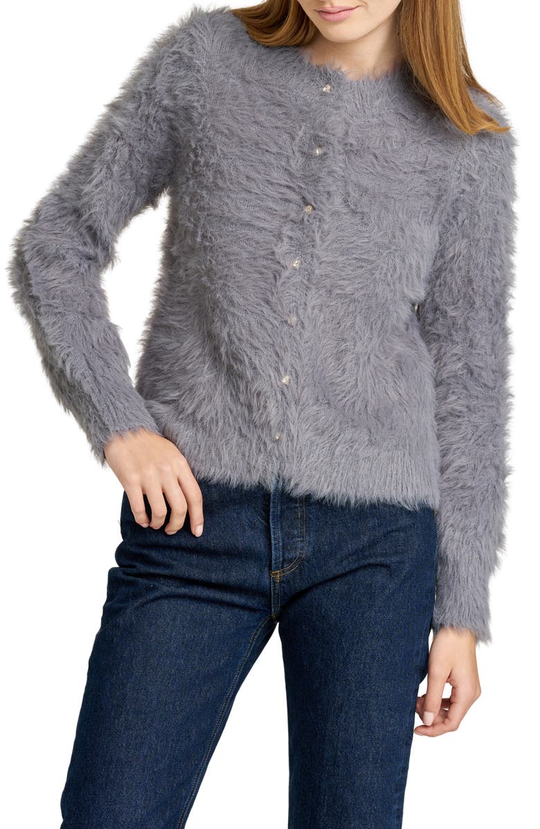WAYF Kat Fuzzy Cardigan, Main, color, Grey