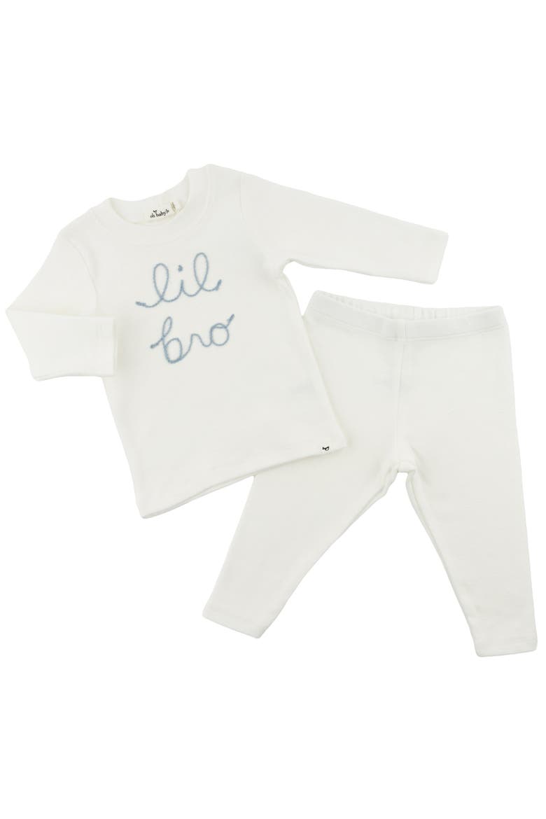 "lil bro" Fog Embroidered Two Piece Set, Alternate, color, Cream
