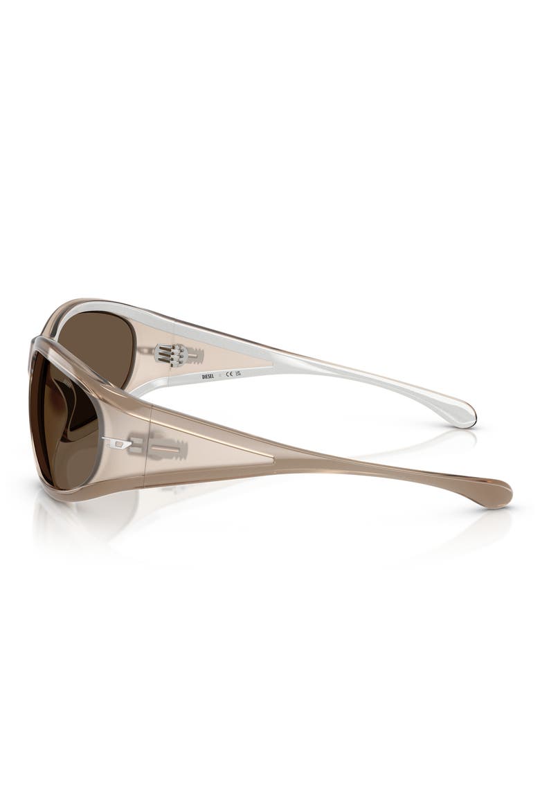 65mm Oversize Wrap Sunglasses, Alternate, color, METALLIC KAKI/ BROWN