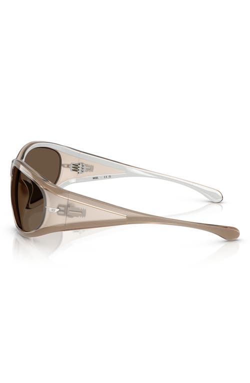 Diesel ® 65mm Oversize Wrap Sunglasses In Metallic Kaki/brown