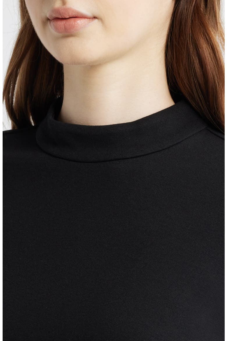 Twofer Mock Neck Long Sleeve A-Line Dress, Alternate, color, BLACK IVORY