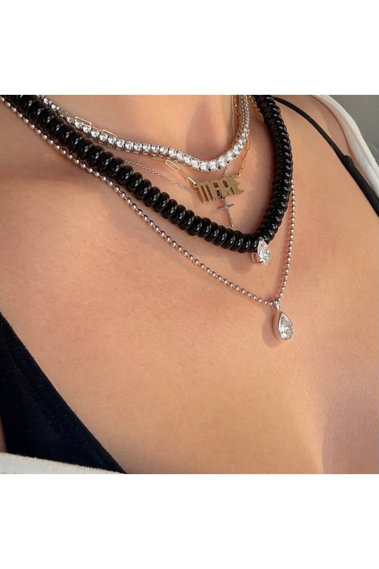 The Sloane Black Agate And Moissanite Necklace, Alternate, color, Black