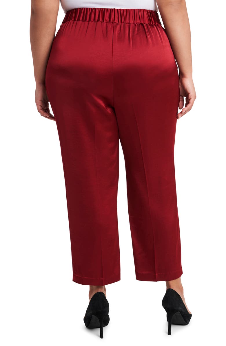 Vince Camuto Slim Leg Satin Pants, Alternate, color, Deep Red