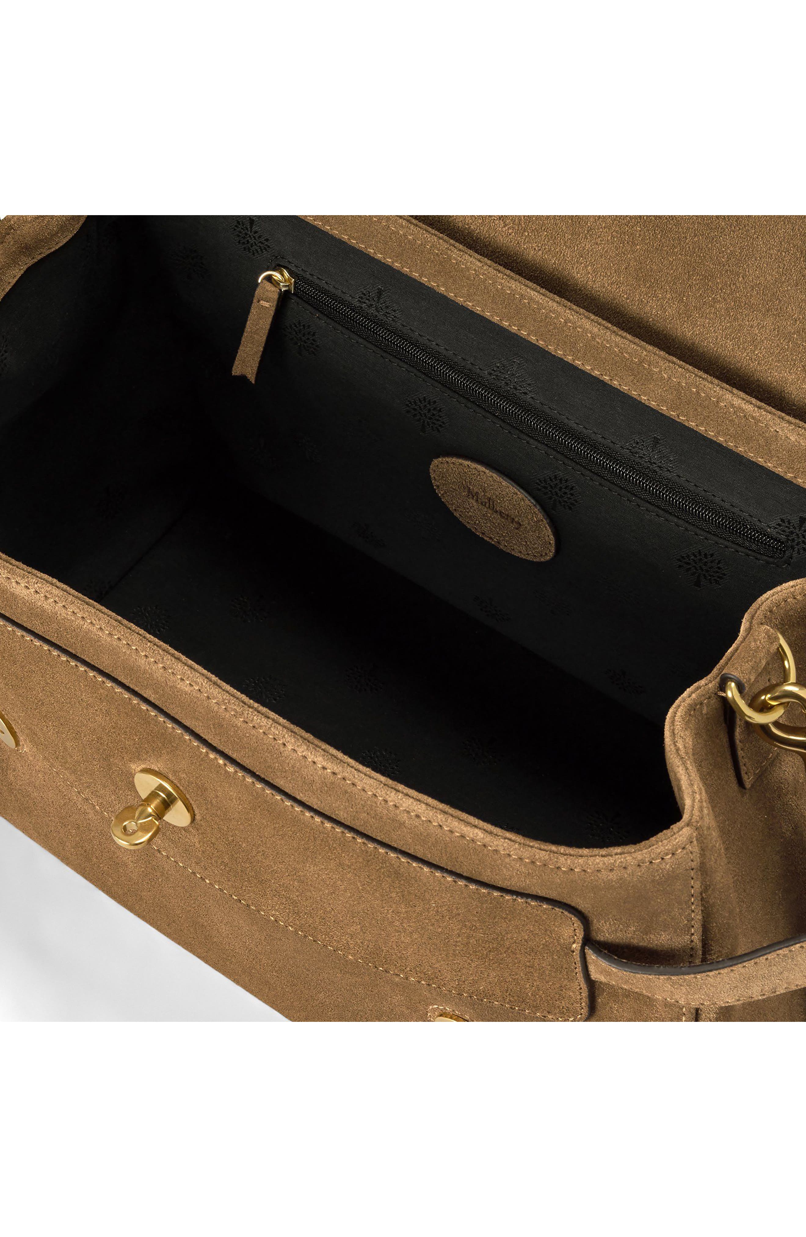Mulberry Alexa Suede Satchel, Alternate, color, Salcombe Sand