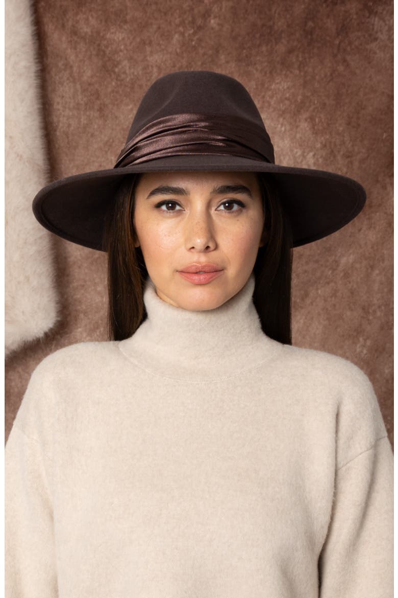 Emmanuelle Wool Felt Fedora, Alternate, color, ESPRESSO