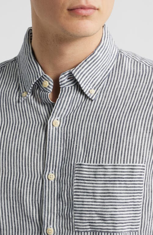 Alex Crane  Playa Linen Button-down Shirt In Lines