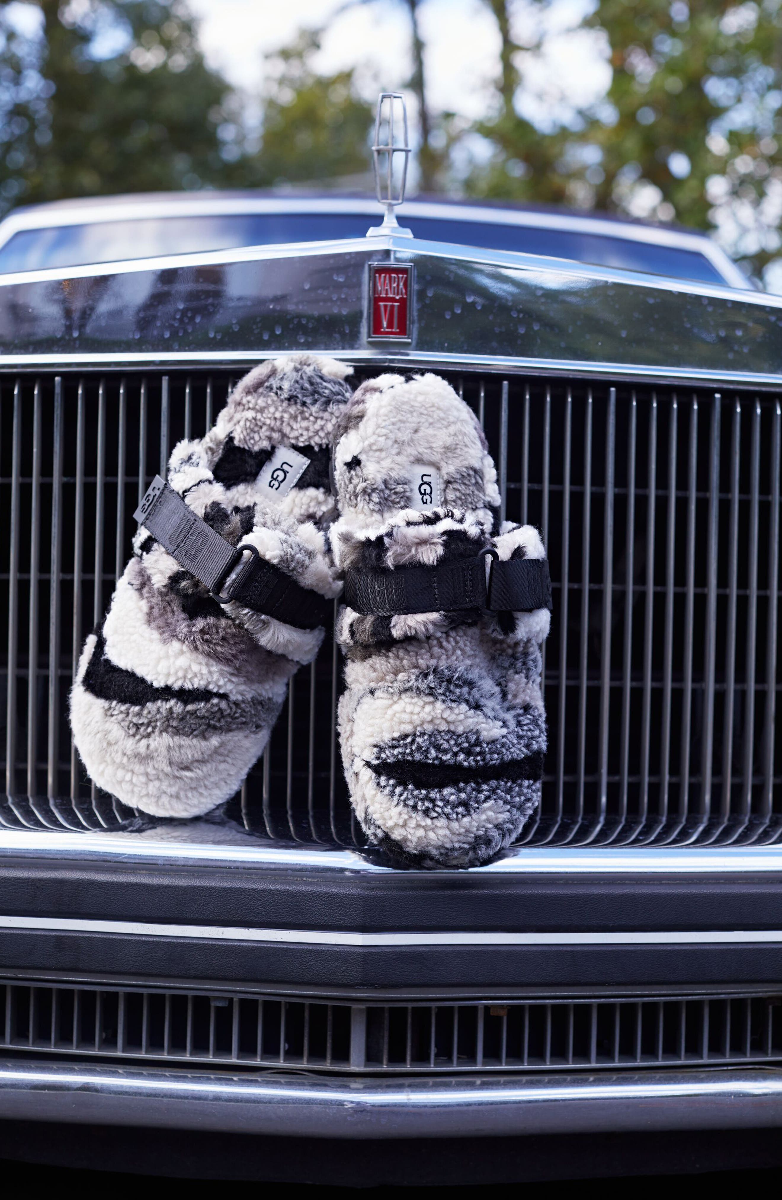 Fluff It Slipper with Genuine Shearling Lining, Alternate, color, GREY CALI COLLAGE