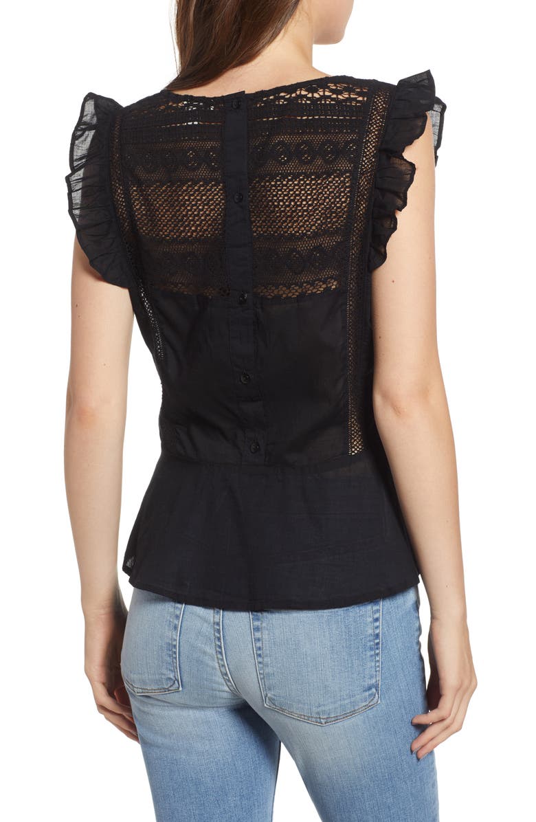 Hinge Mixed Lace Peplum Top, Alternate, color, 