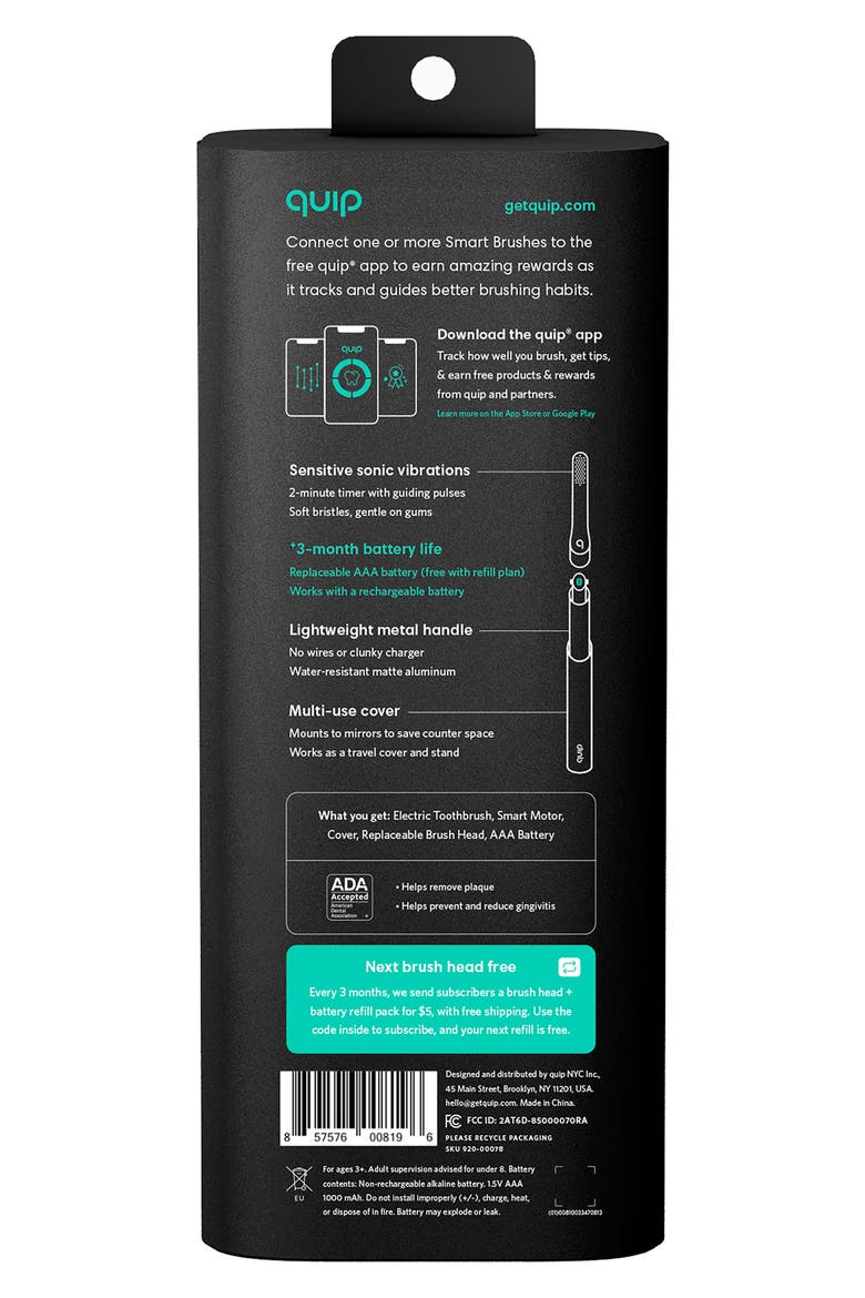 Smart Rechargeable Electric Toothbrush Starter Kit, Alternate, color, BLACK