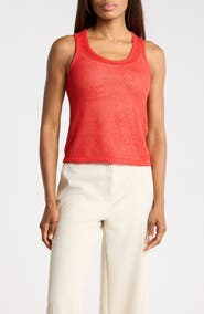 Vince Beachy Linen Open Stitch Tank