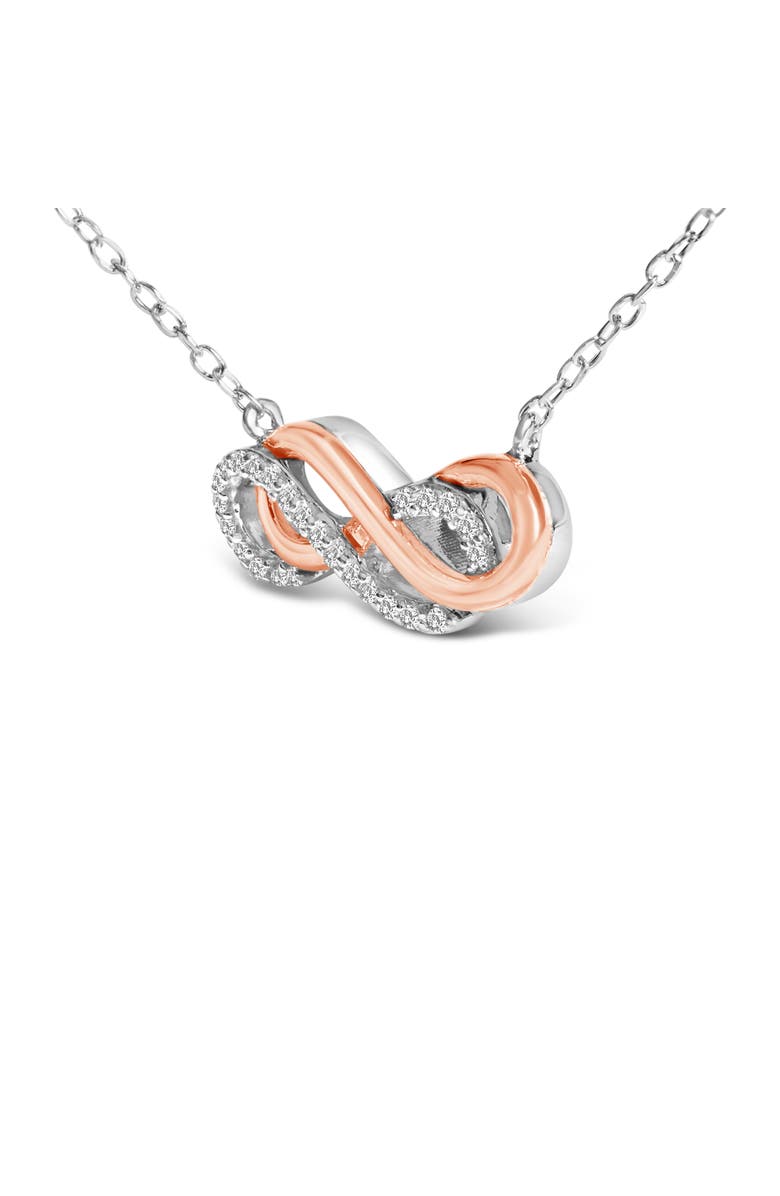 Haus of Brilliance 14K Rose Gold Plated Sterling Silver Diamond Accent Double Infinity Pendant Necklace, Alternate, color, White Gold Over Silver