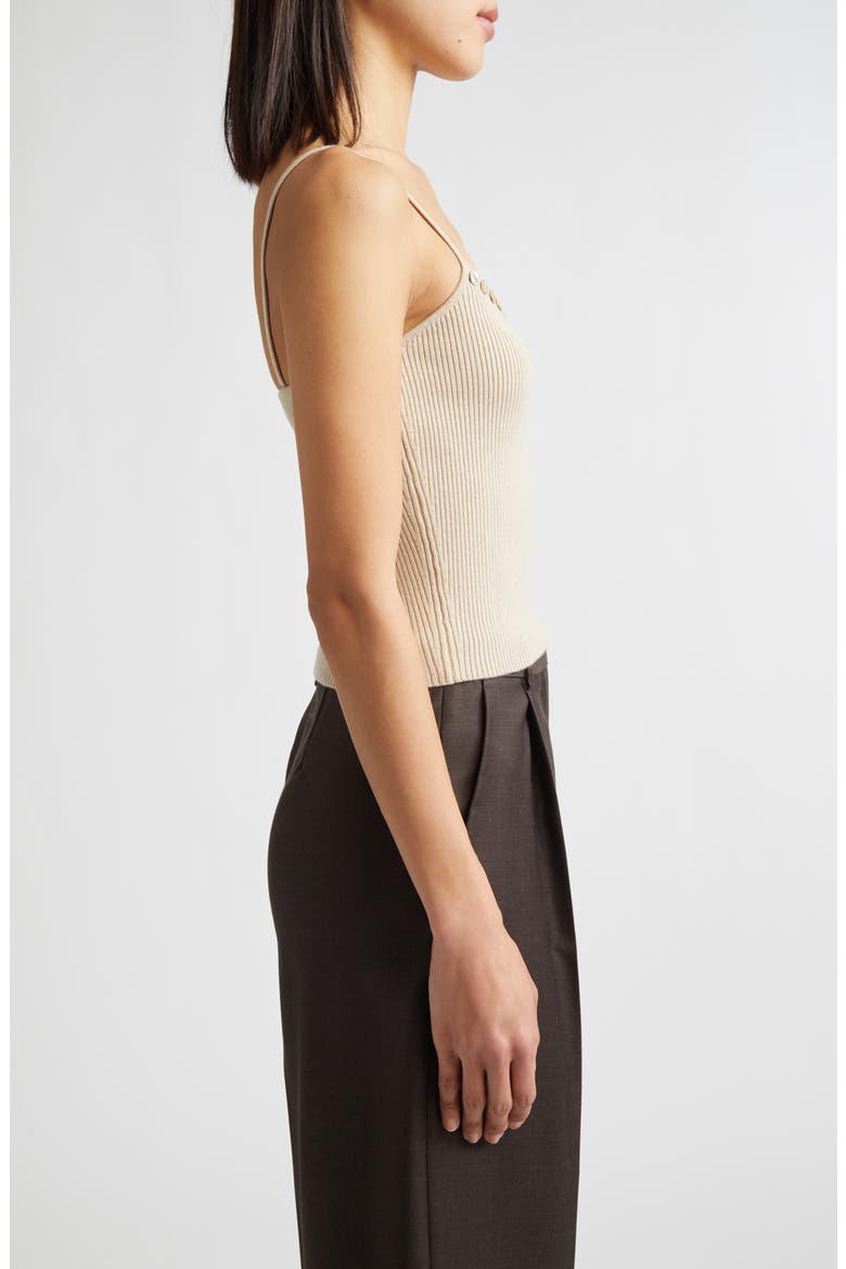 Soleil Wool & Cotton Rib Sweater Tank, Alternate, color, FAWN