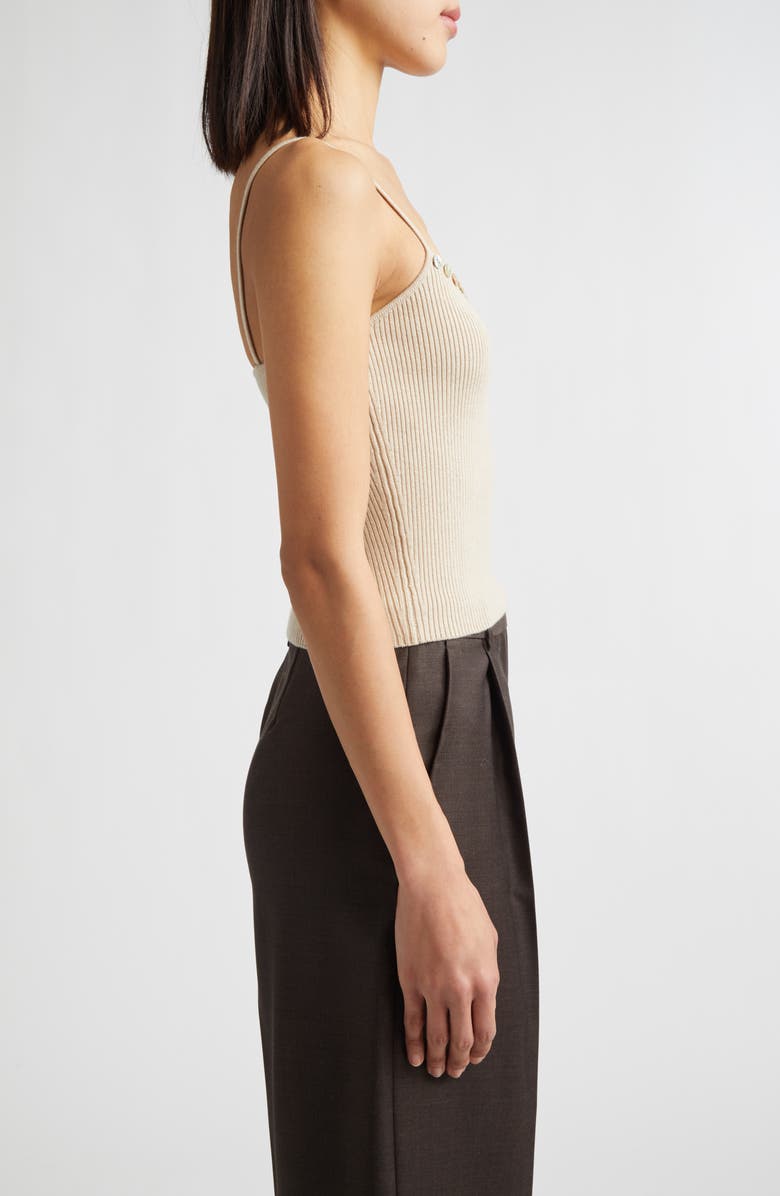 STAUD Soleil Wool & Cotton Rib Sweater Tank, Alternate, color, Fawn