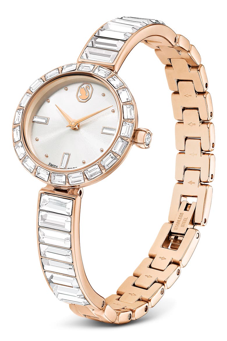 Matrix Bracelet Watch, 25mm, Alternate, color, WHITE/ROSE GOLD