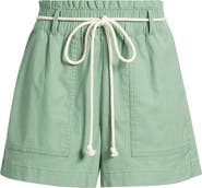 Caslon® Cotton & Linen Blend Paperbag Waist Shorts