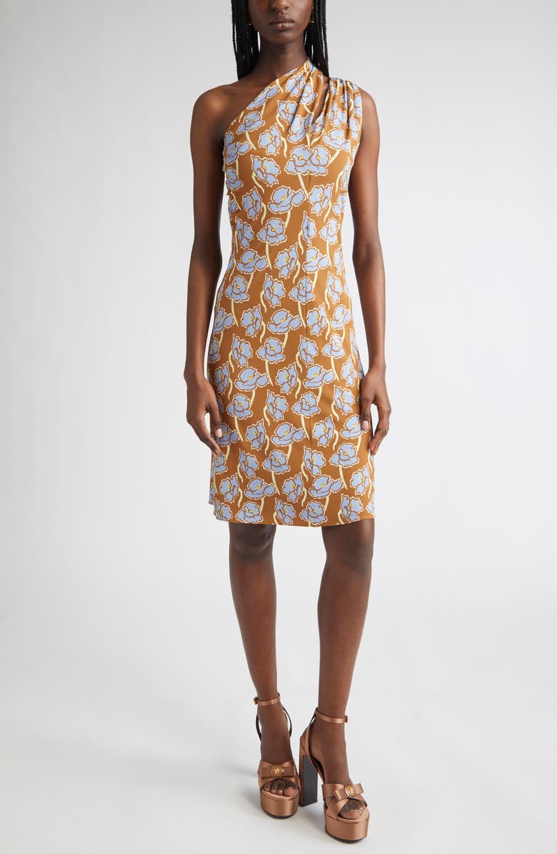 Versace One-Shoulder Stretch Crepe Jersey Cocktail Dress, Main, color, 