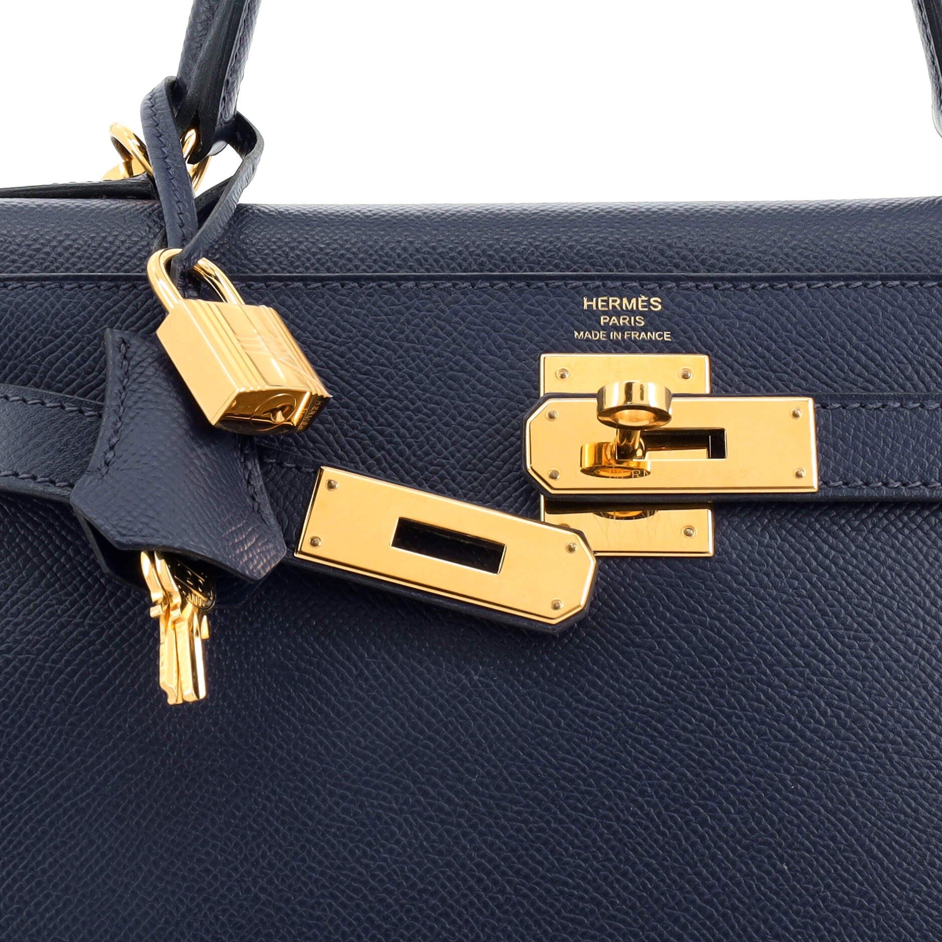 Pre-Owned Hermes Kelly Handbag Blue Epsom with Gold Hardware 28, Alternate, color, 