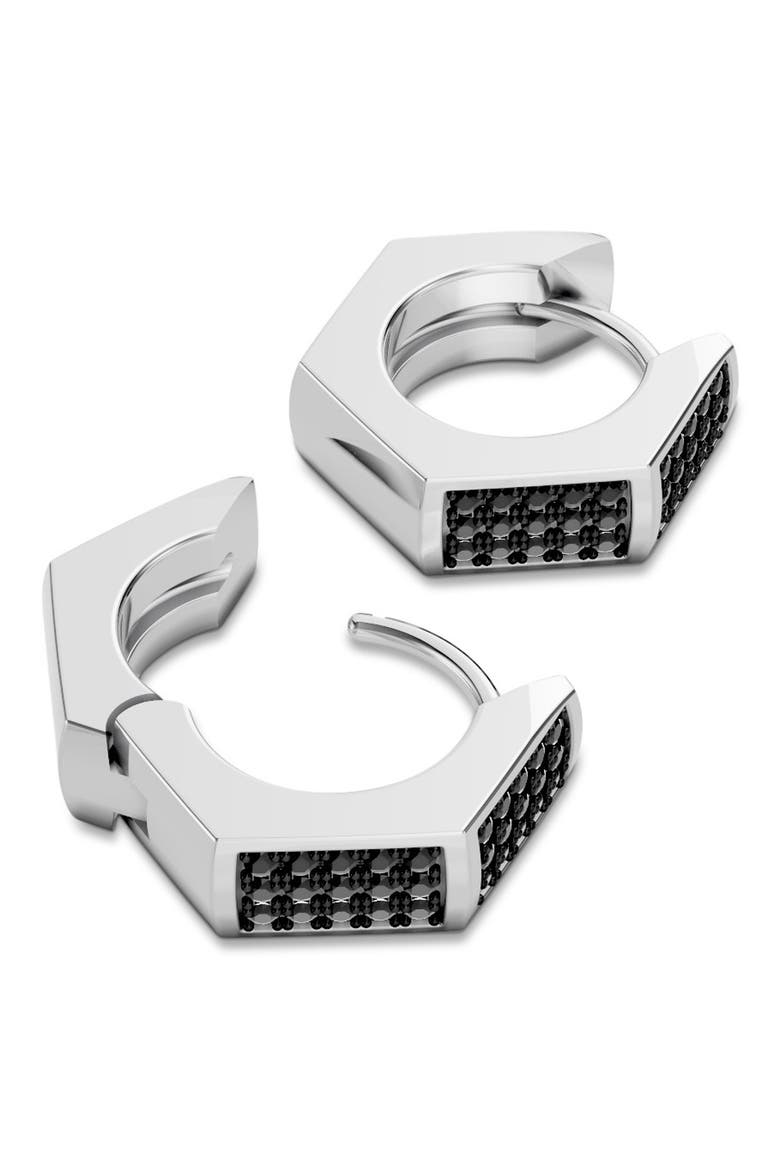 Hex Nut Huggie Hoop Earrings, Alternate, color, BLACK/GUNMETAL