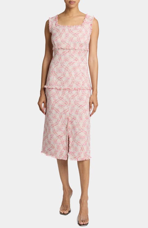 FAYE Sleevess Midi Sheath Dress in Cotton Jaquard