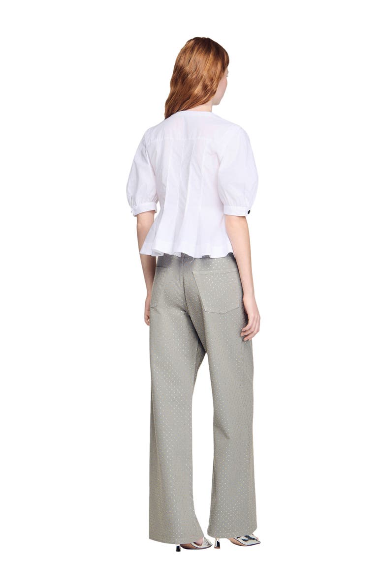 SANDRO Zipped peplum shirt, Alternate, color, White