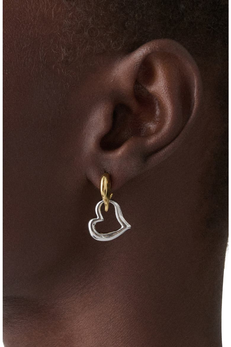 heart drop earrings, Alternate, color, GOLD/ SILVER