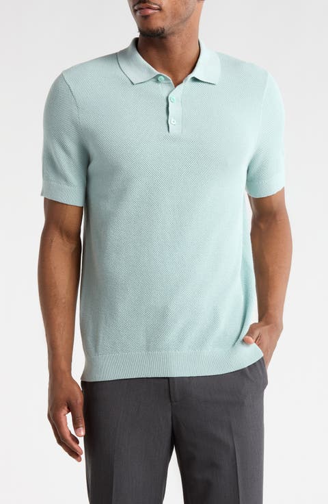 Textured Cotton Polo Sweater