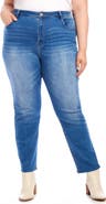 Karen Kane Raw Hem Straight Leg Jeans