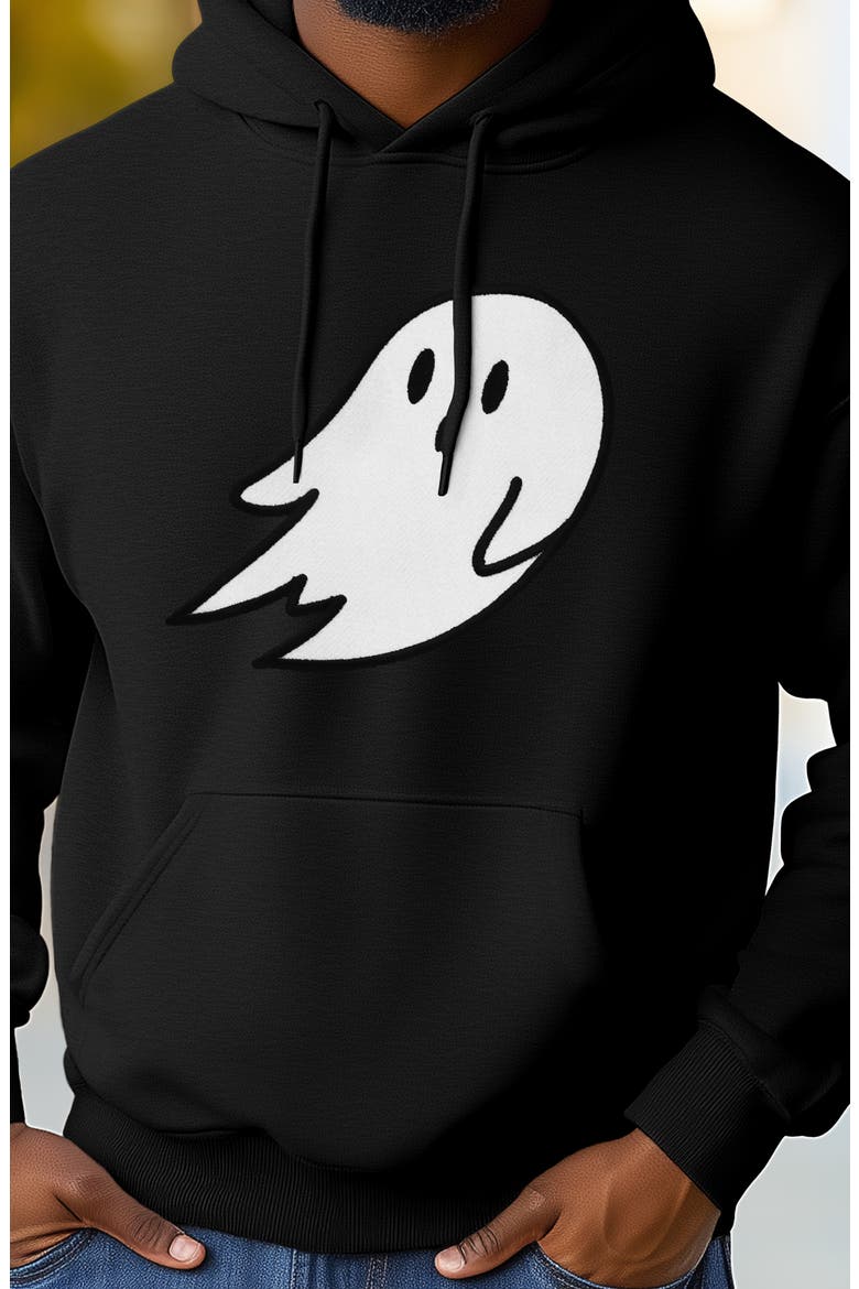 Giant Ghost Fleece Hoodie, Alternate, color, Black