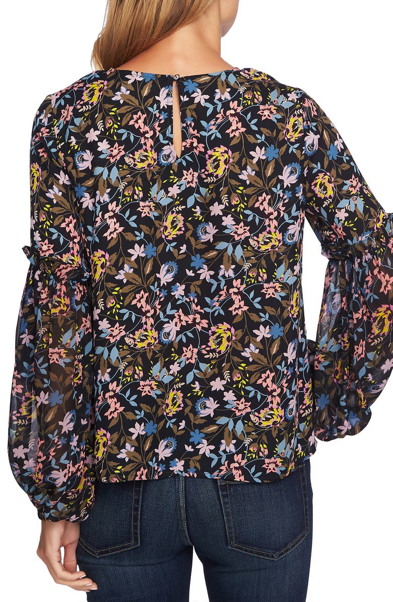 CeCe Demure Flora Ruffle Sleeve Top, Alternate, color,