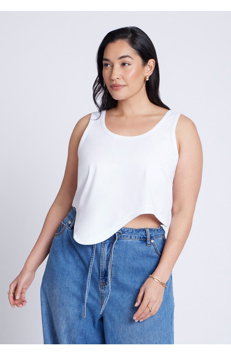 ELOQUII Asym Hem Tank, Main, color, True White