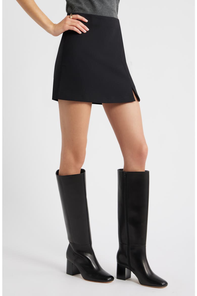 The Icon A-Line Miniskirt, Alternate, color, BLACK