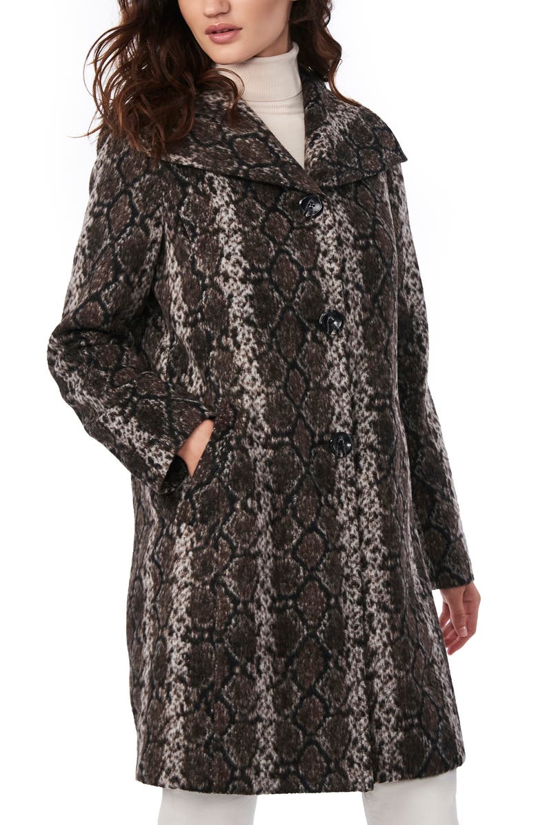 Bernardo Snakeskin Print Coat, Main, color, 