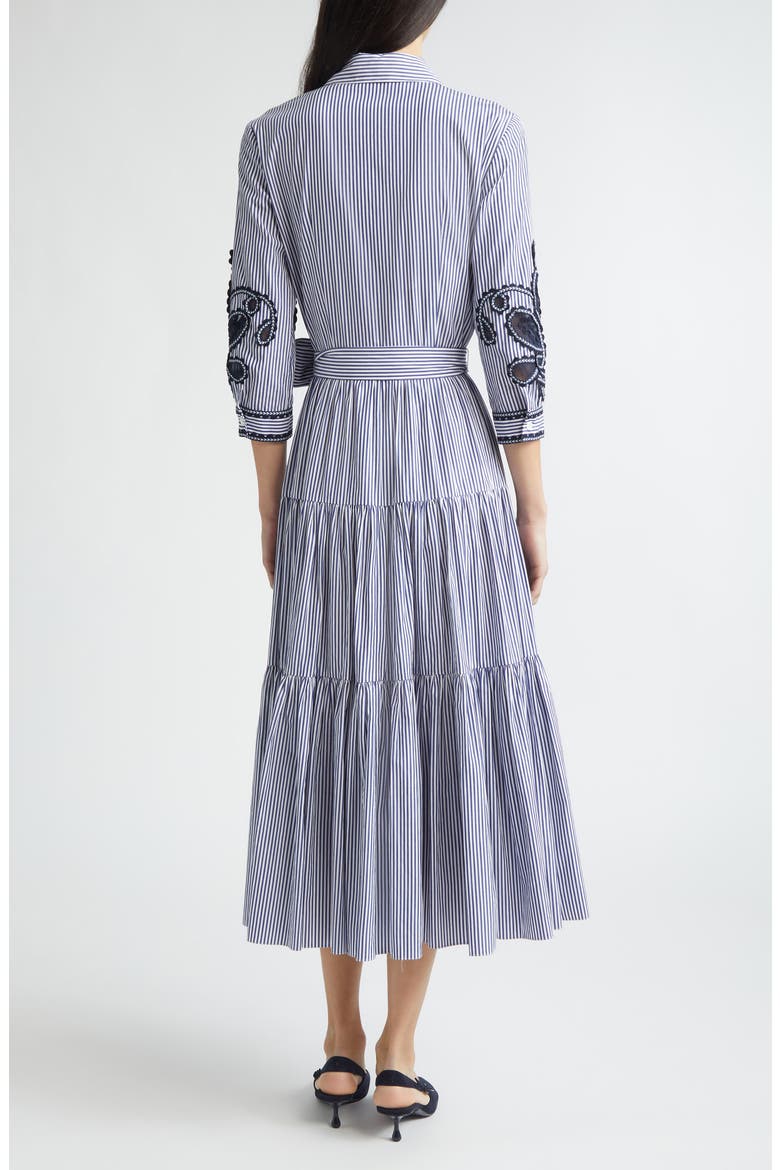 Embroidered Stripe Cotton Shirtdress, Alternate, color, WHITE/ BLUE