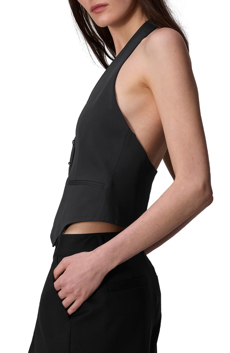 rag & bone Ethel Halter Crepe Vest, Alternate, color, Black