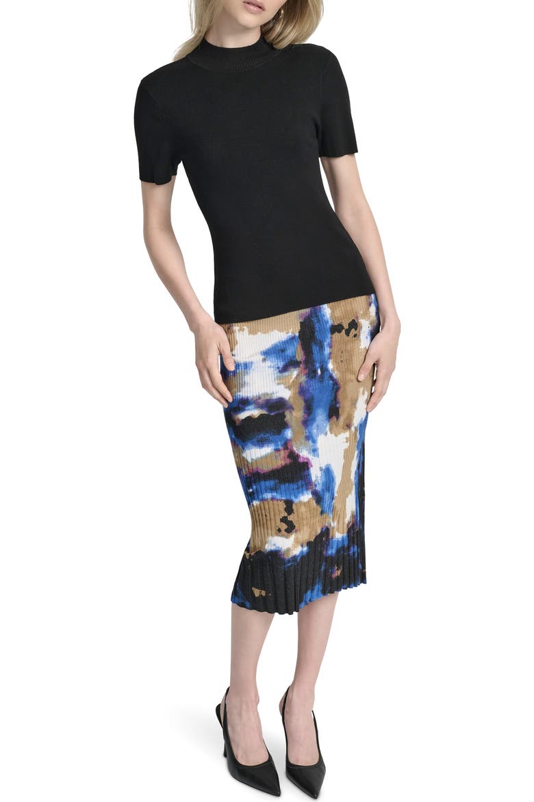 Cap Sleeve Mock Neck Sweater, Alternate, color, BLACK