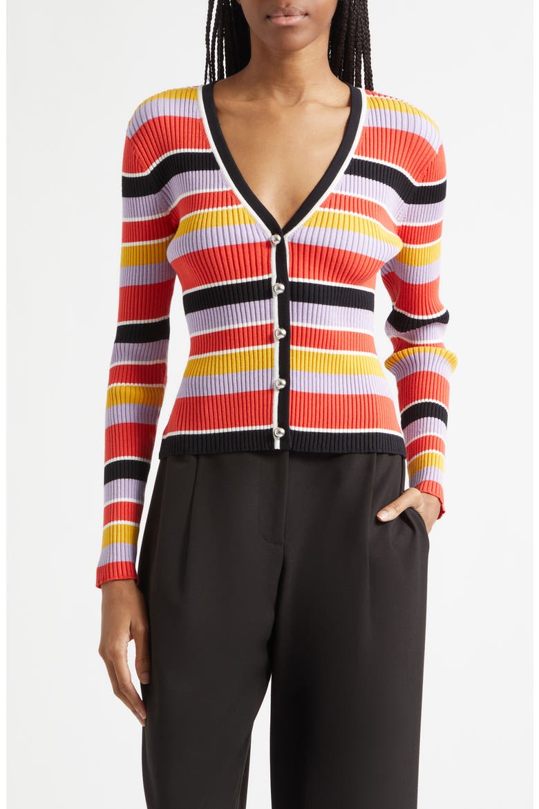 Greta Stripe Ribbed Button Front Cardigan, Main, color, TUSCAN STRIPE