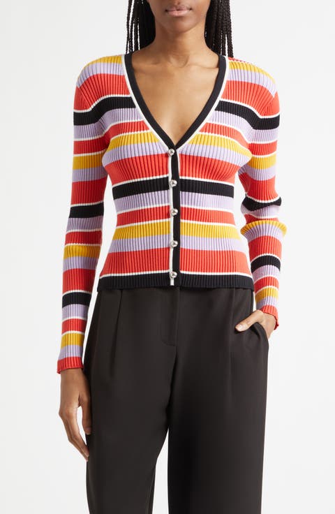 Greta Stripe Ribbed Button Front Cardigan