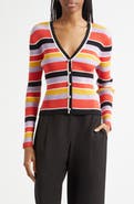 Toccin Greta Stripe Ribbed Button Front Cardigan
