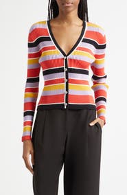 Toccin Greta Stripe Ribbed Button Front Cardigan