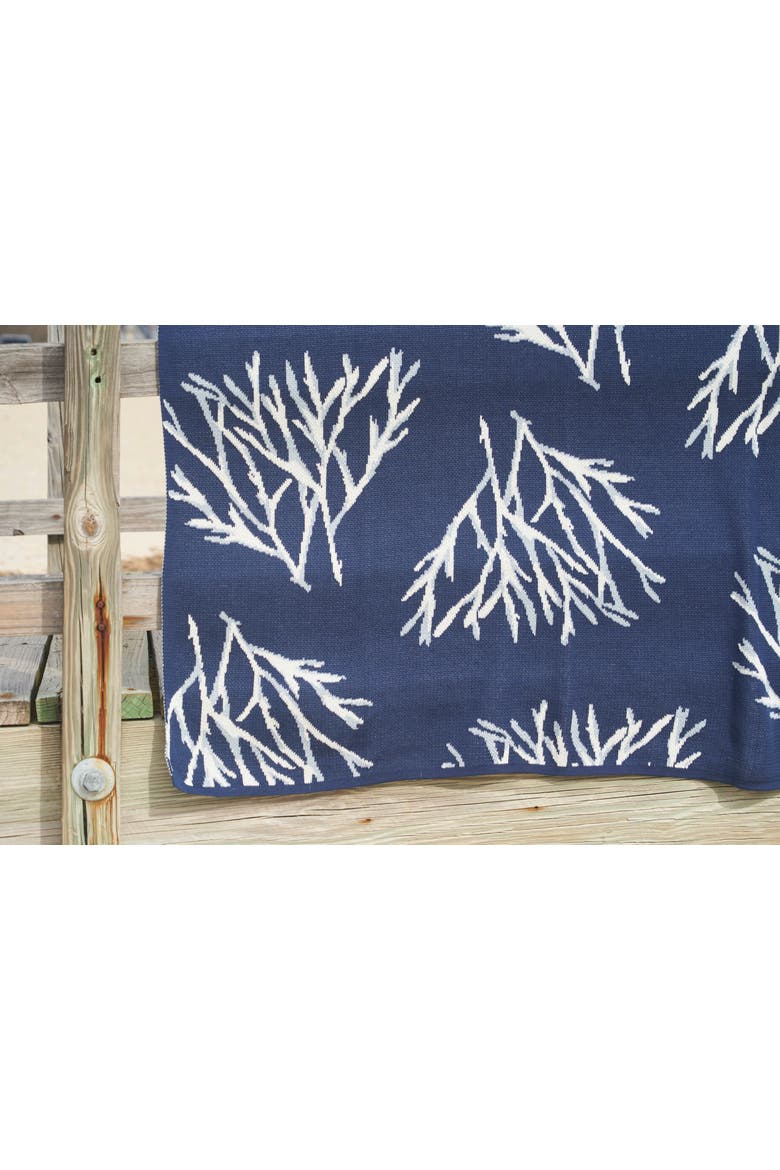 Coral Pattern Knit Throw Blanket, Alternate, color, Blue