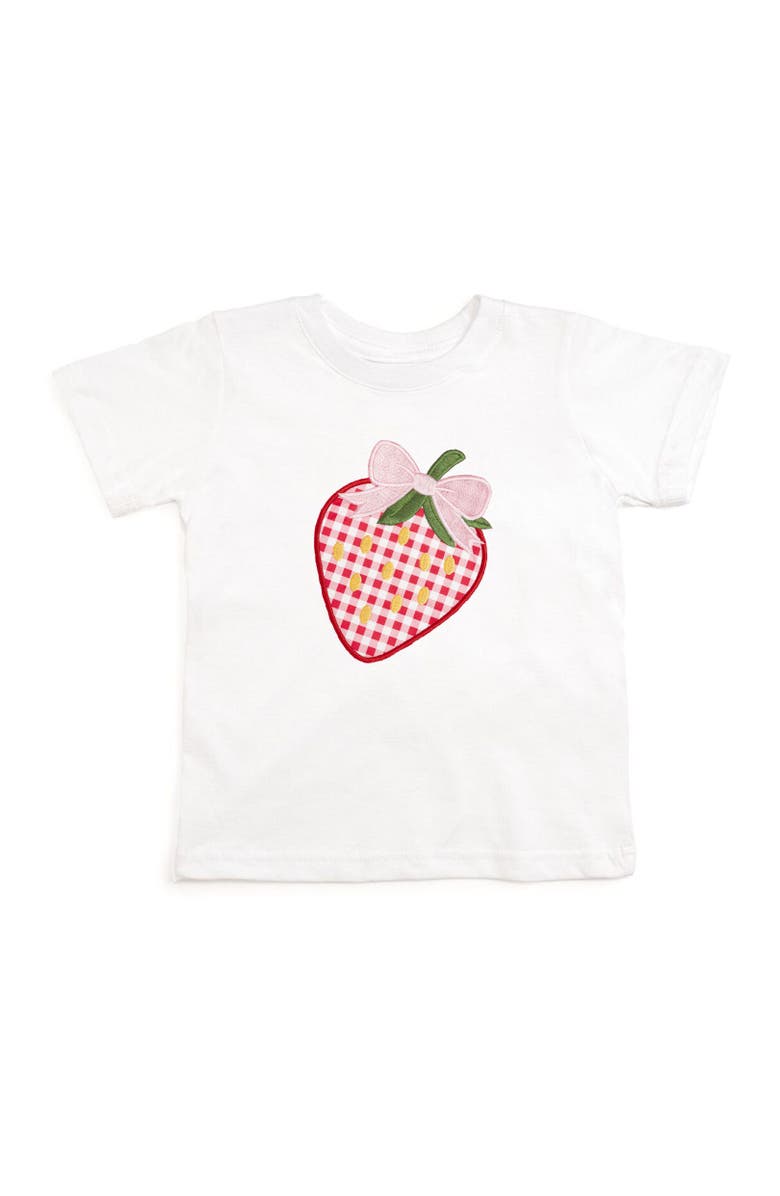 Sweet Wink Strawberry Patchwork Short Sleeve T-Shirt, Main, color, White