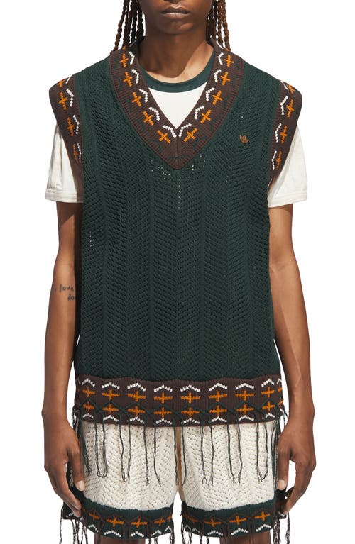 Adidas Originals X Clot By Edison Chen Tasseled Cotton Blend Sweater Vest In Green