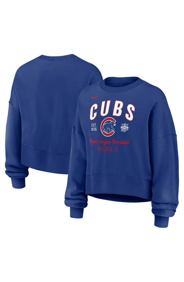 Nike Women's Nike Royal Chicago Cubs Oversized High Hip Pullover Sweatshirt, Main, color,