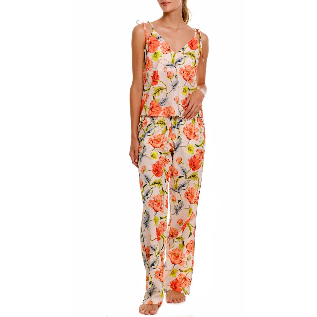The Lazy Poet Amelie Floral Cotton Pajamas In Light Beige