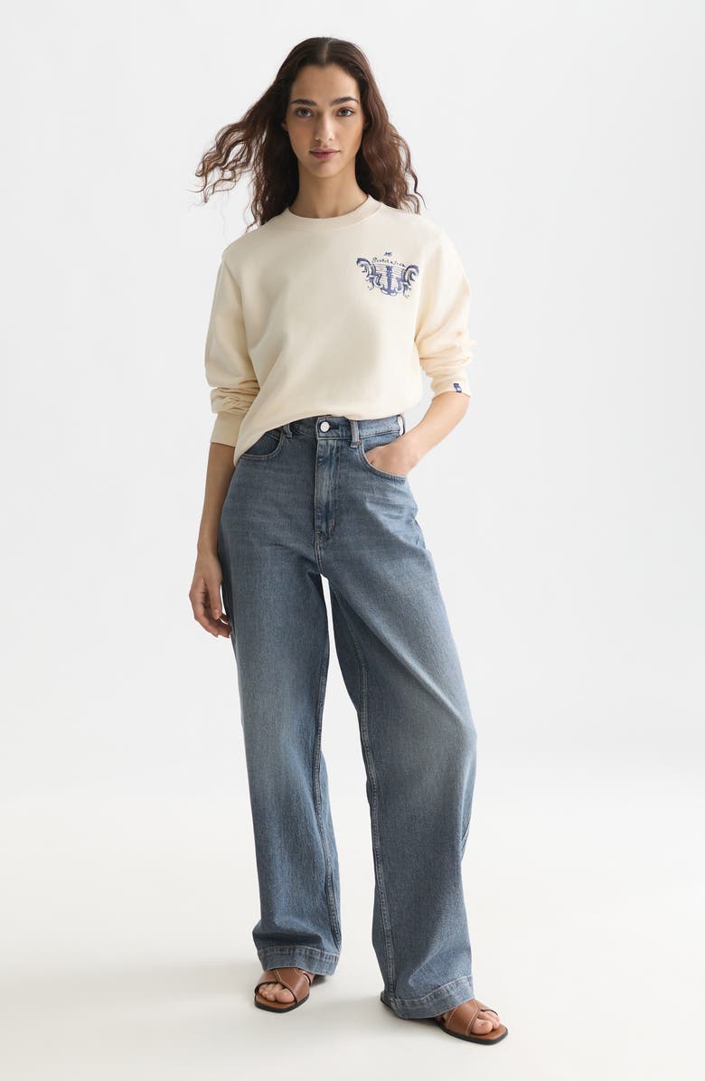 Scotch & Soda Logo Detail Cotton Sweatshirt, Alternate, color, Eggnog