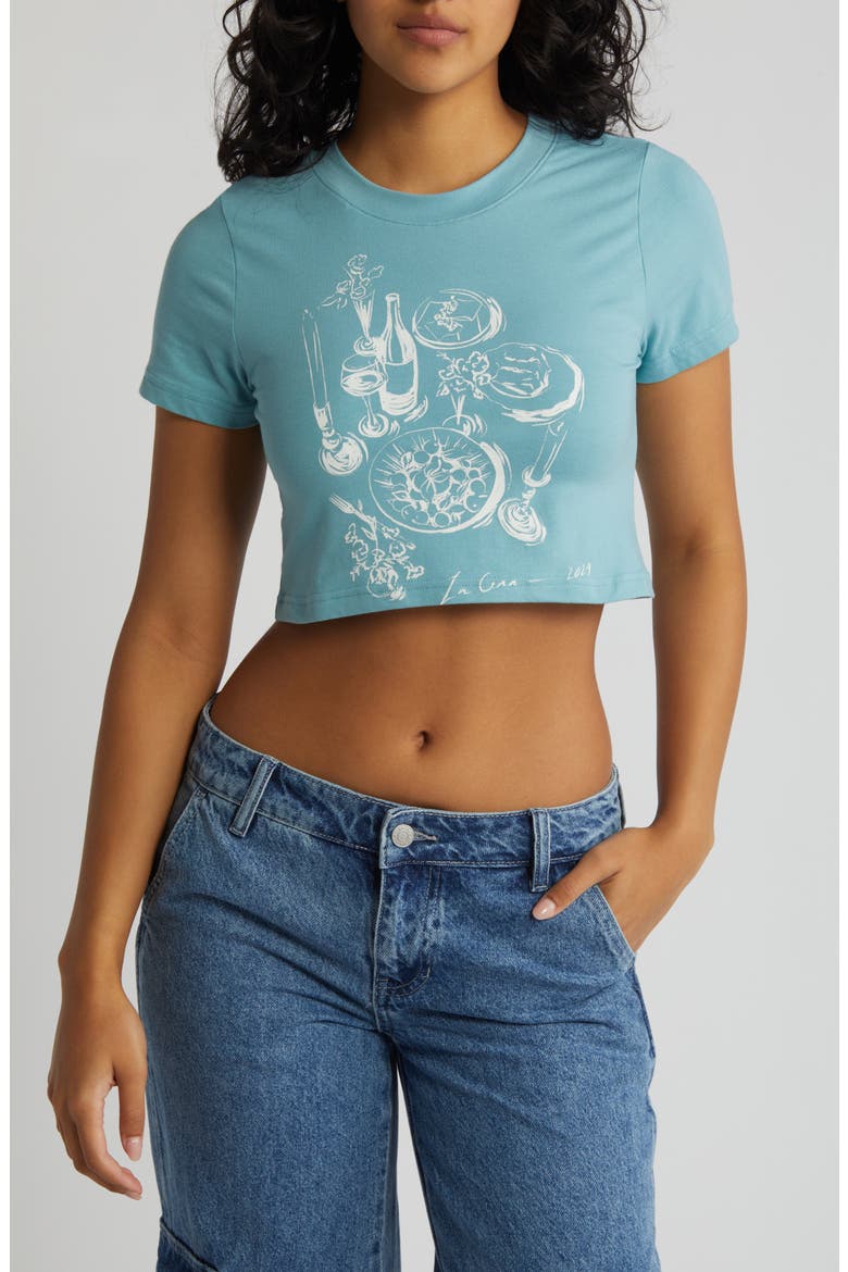 Logo Crop T-Shirt, Main, color, CAMEO BLUE