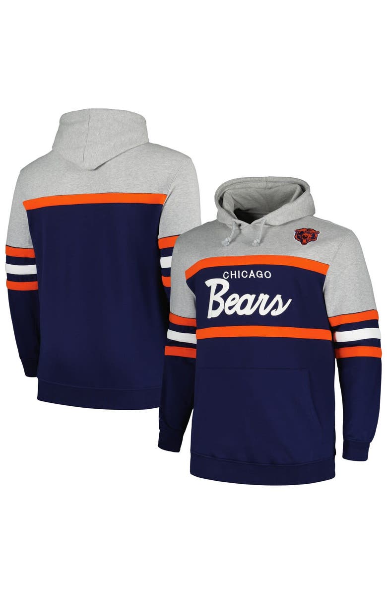Mitchell & Ness Men's Mitchell & Ness  Heather Gray/Navy Chicago Bears Big & Tall Head Coach Pullover Hoodie, Main, color, 