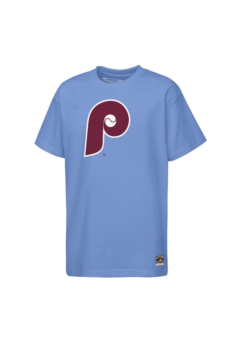 Youth Mitchell & Ness  Light Blue Philadelphia Phillies Cooperstown Concession T-Shirt, Alternate, color, Light Blue