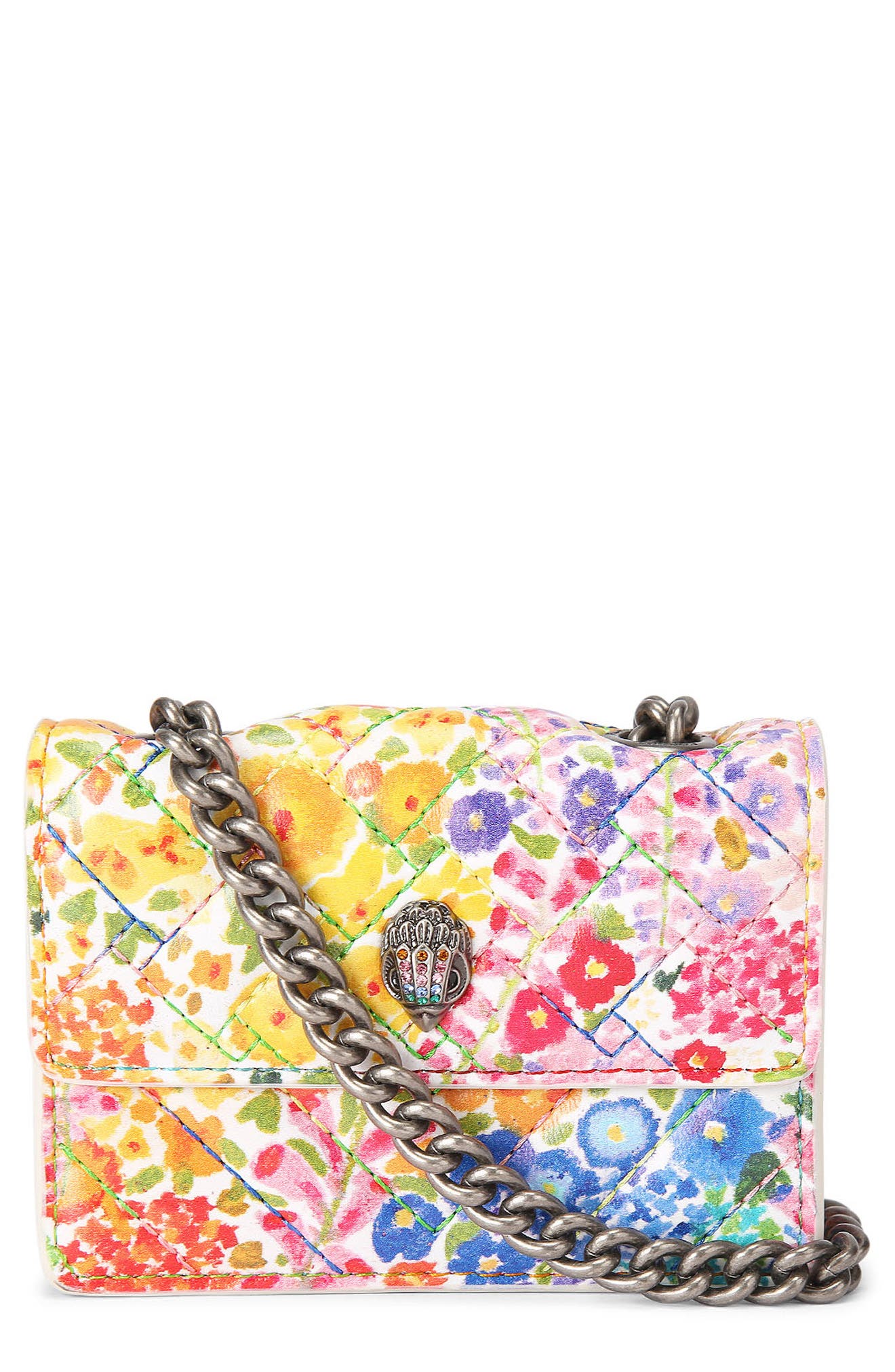 Kurt Geiger London Floral Couture Micro Kensington Floral Quilted Crossbody Bag, Main, color, 