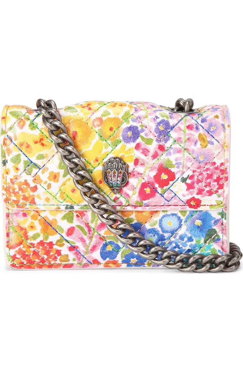 Kurt Geiger London Floral Couture Micro Kensington Floral Quilted Crossbody Bag, Main, color,
